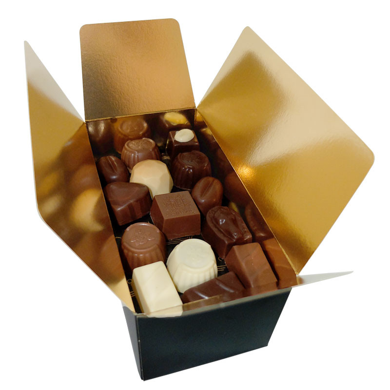 Un ballotin de 45 chocolats belges sans sucre ajouté pour diabétiques.